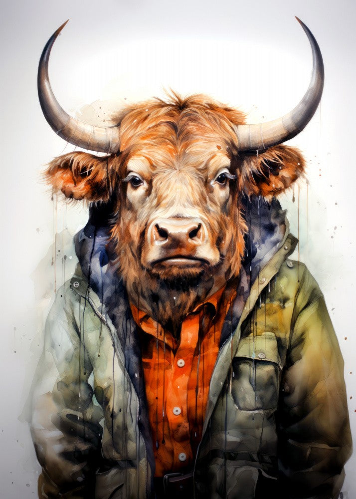 Buffalo Watercolor Animal Art (1)