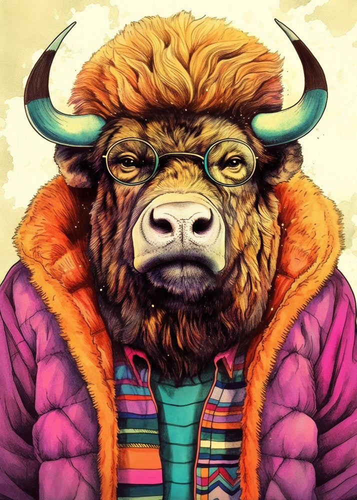 Buffalo Watercolor Animal Art (2)