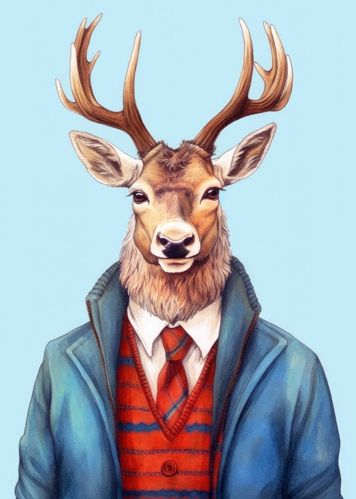 Caribou Watercolor Animal Art
