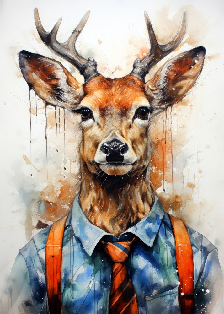 Deer Watercolor Animal Art (1)