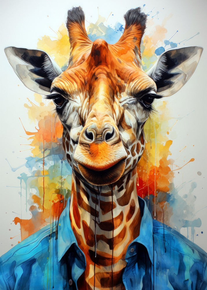 Giraffe Watercolor Animal Art (1)