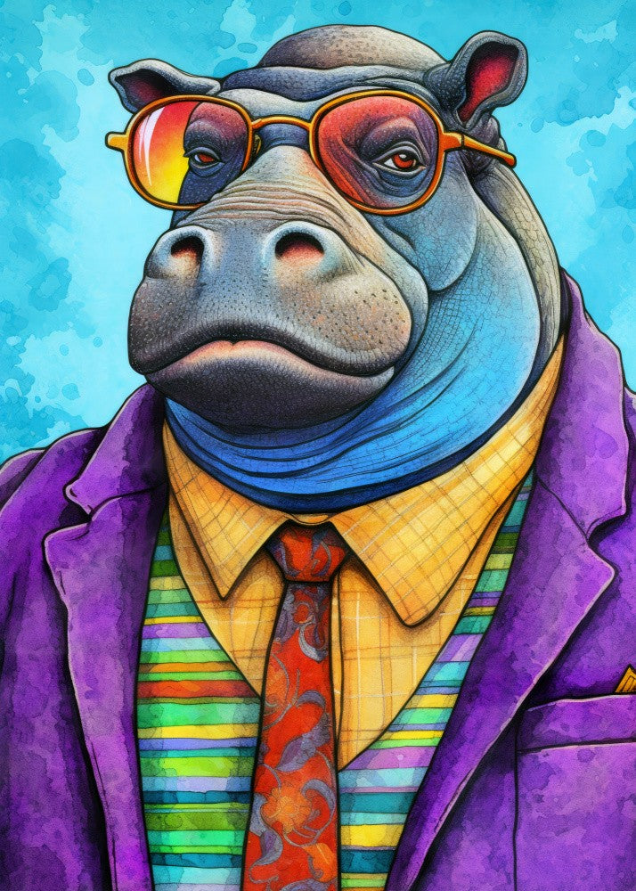 Hippopotamus Watercolor Animal Art