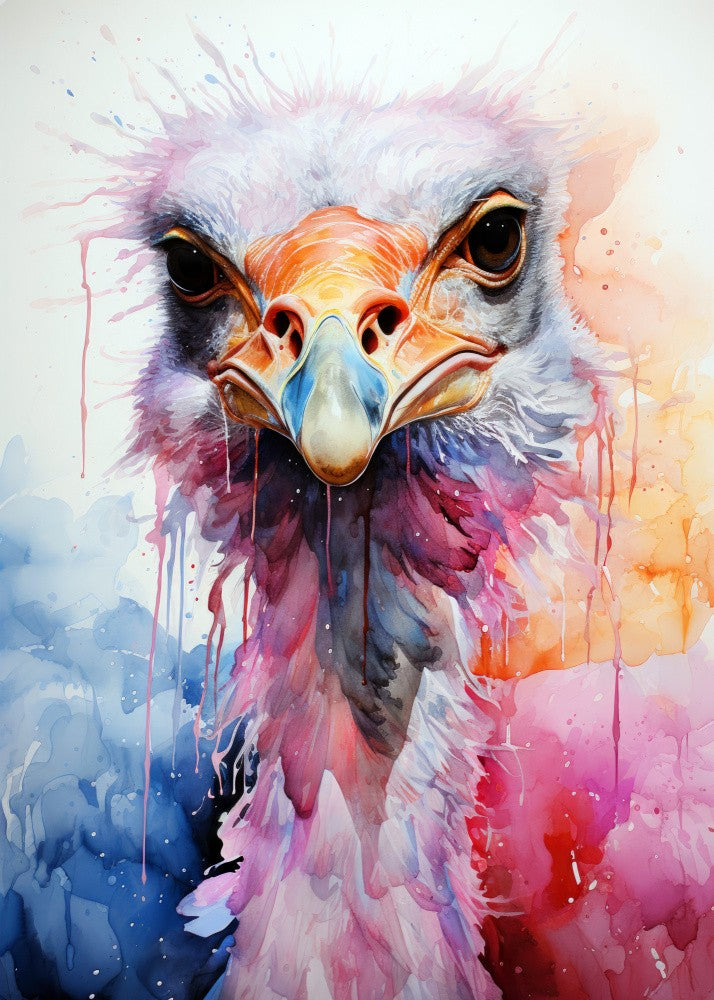 Ostrich Watercolor Animal Art