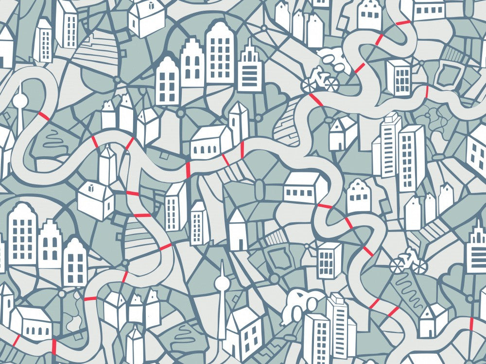 City life map blue teal pattern