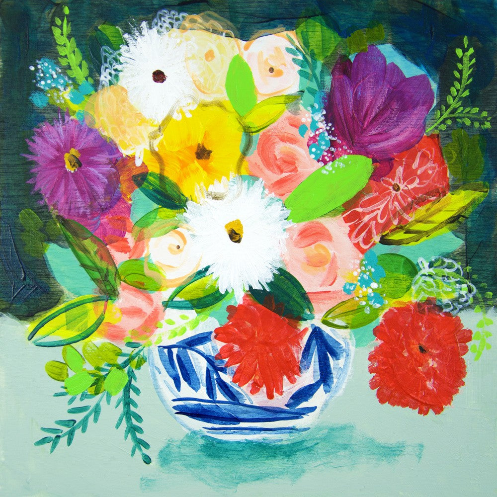 Summer Bouquet With Blue and White Vase IV