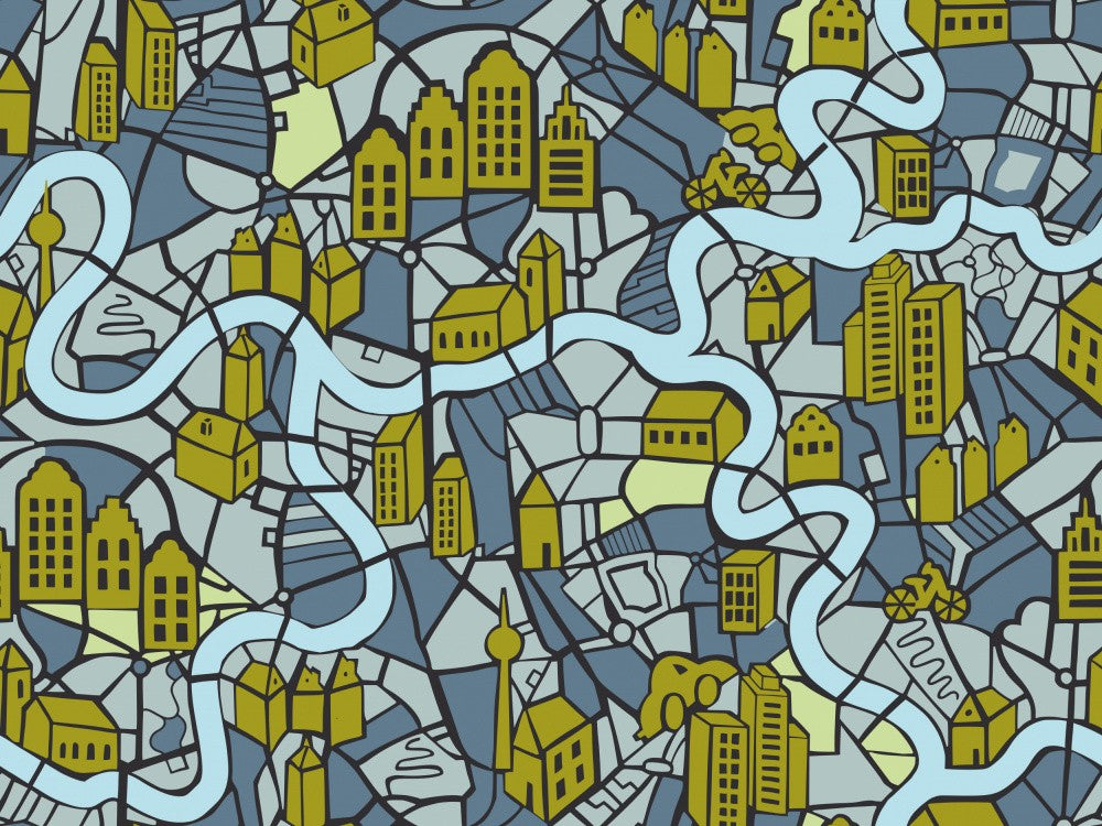 City life map moonless night pattern