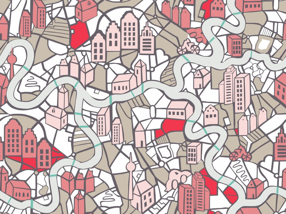 City life map mauve pattern