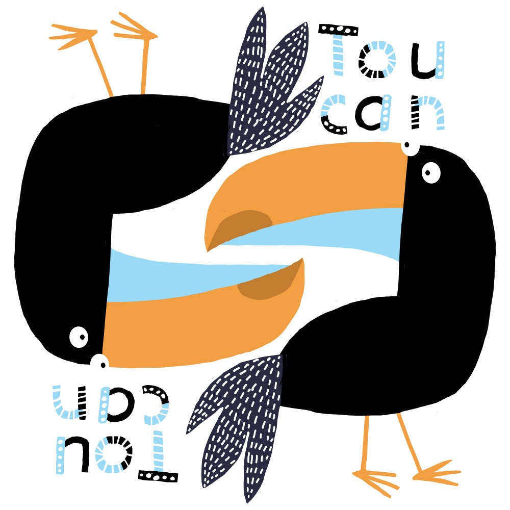 Zwei Tukane Grafikdesign mit Text von Carla Daly