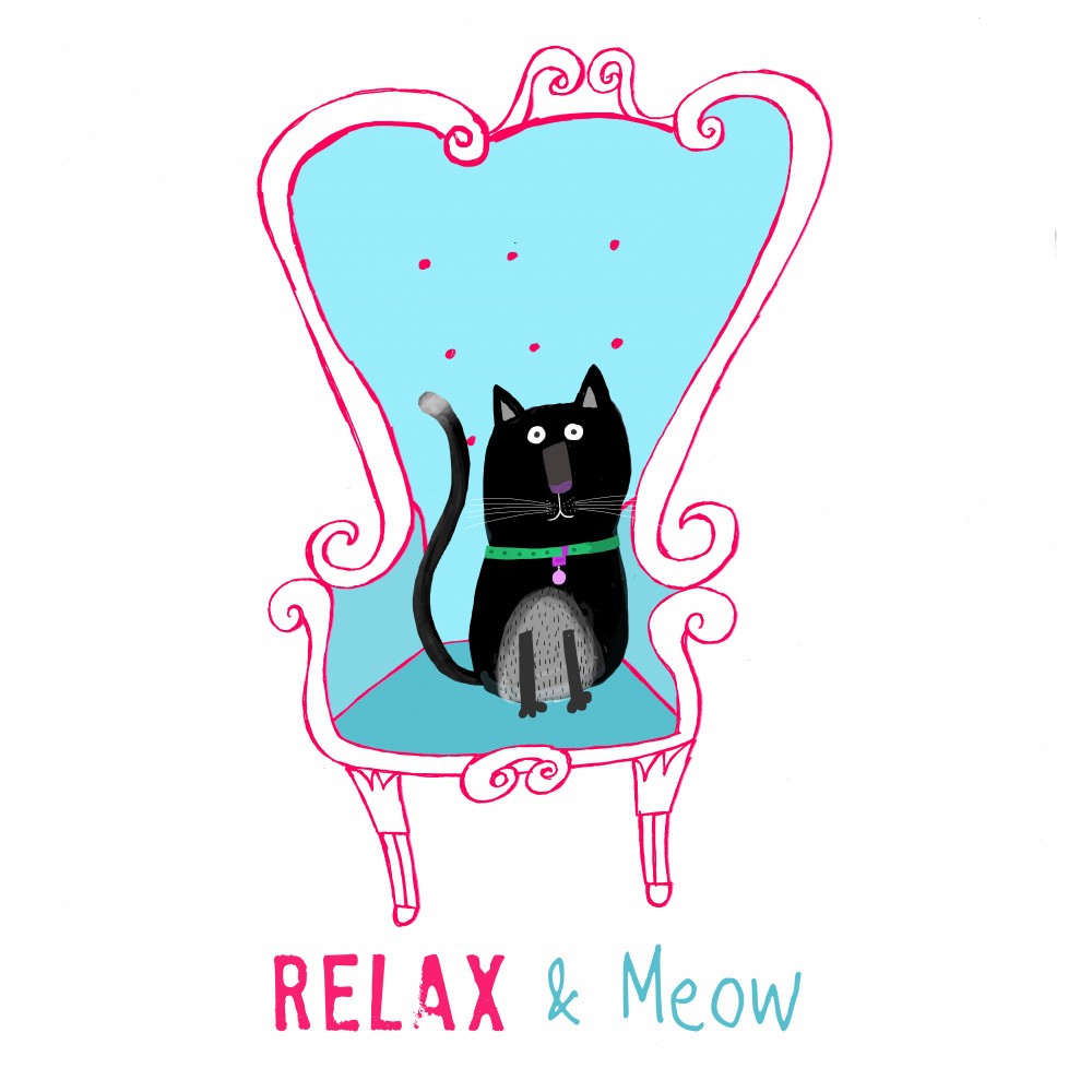 Relax and Meow! Funny Black Cat Sitting on a Armchair