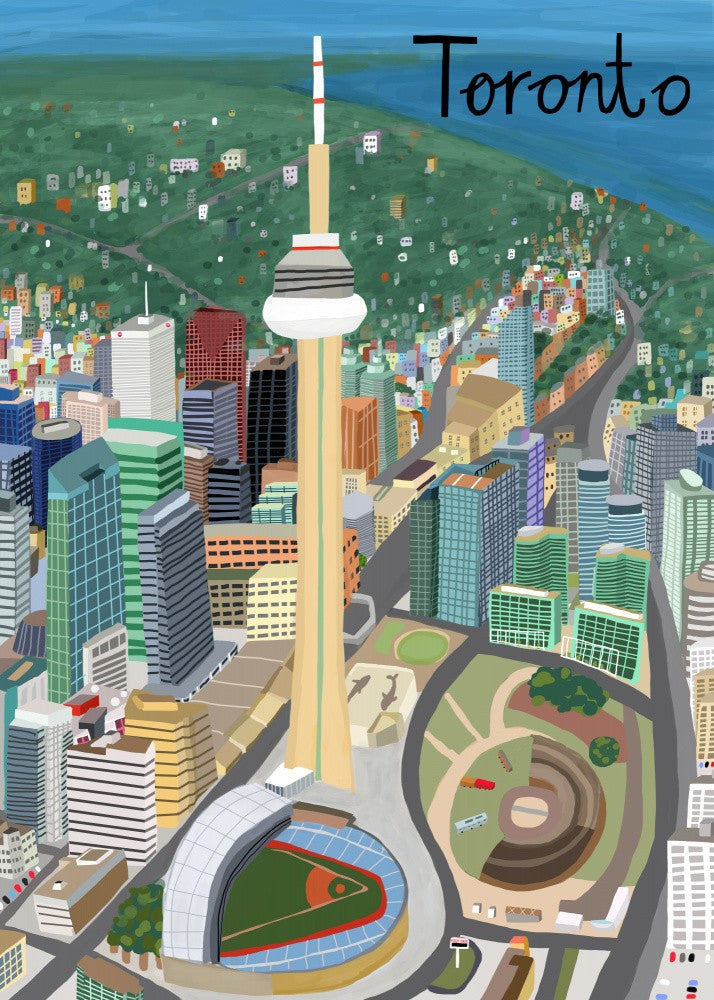Toronto, Kanada CN Tower mit Rogers Stadium von Illustratorin Carla Daly