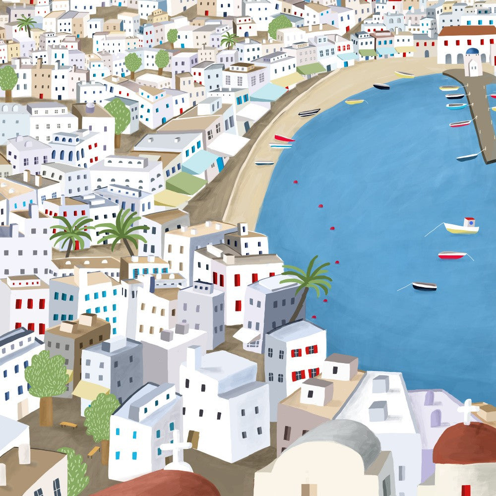 Mykonos, Griechenland Sommerillustration von Künstlerin Carla Daly