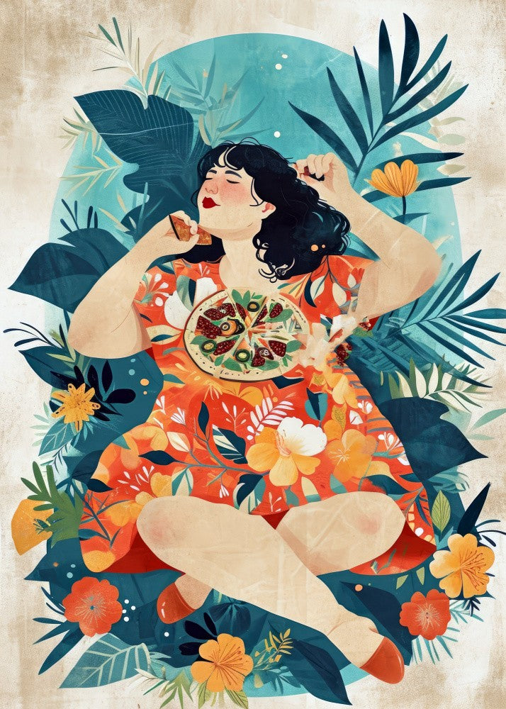 Pizza Time Eating Woman