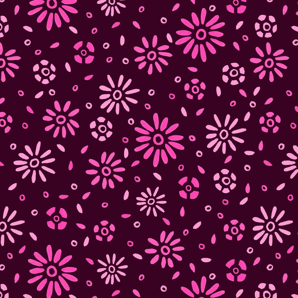 Sweetest Florals Pink on Dark Purple Burgundy