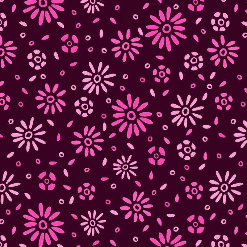 Sweetest Florals Pink on Dark Purple Burgundy