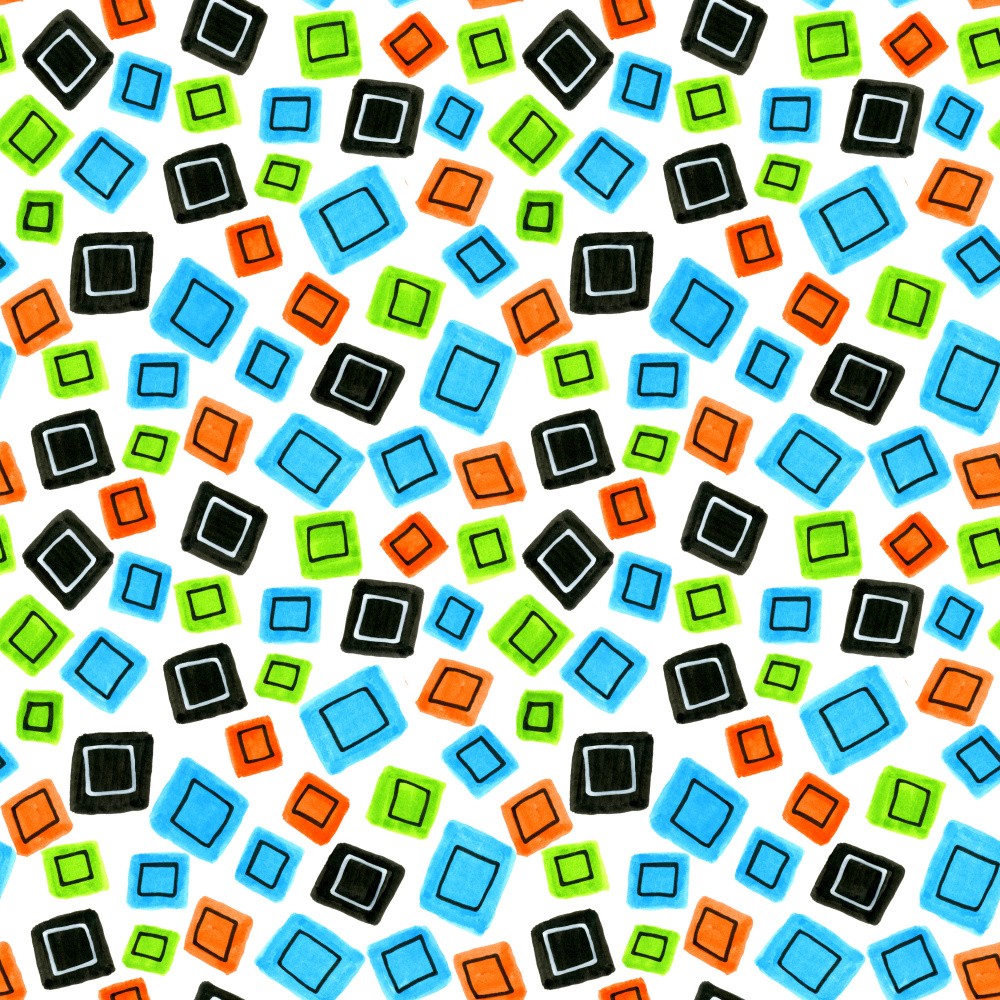 Squares Scattered Checks Blue Green Black