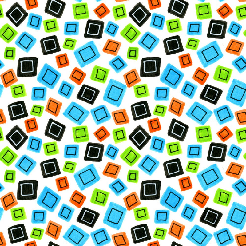 Squares Scattered Checks Blue Green Black