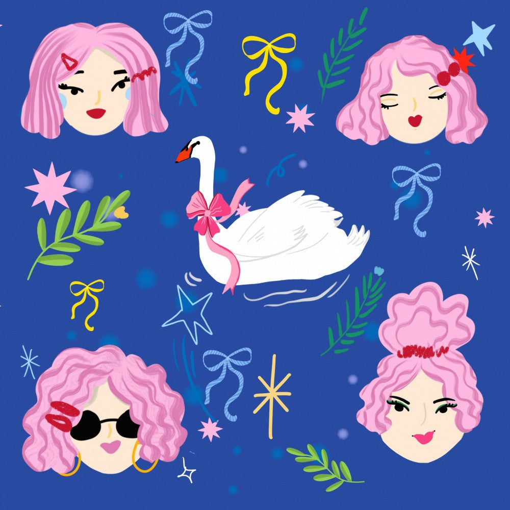 GIRLS AND SWAN ILLUSTRATION