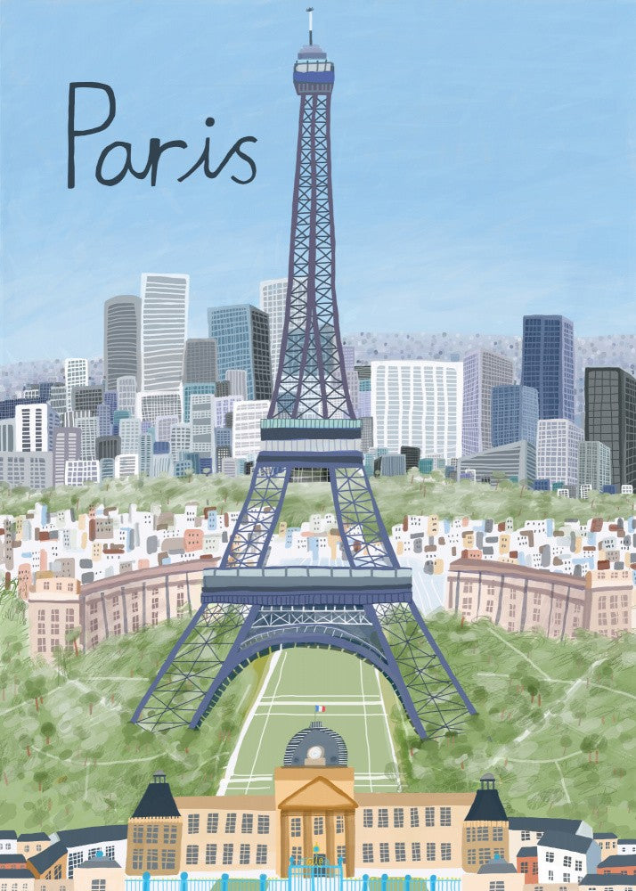 Eiffelturm mit Paris Stadt im Hintergrund von Künstler Carla Daly