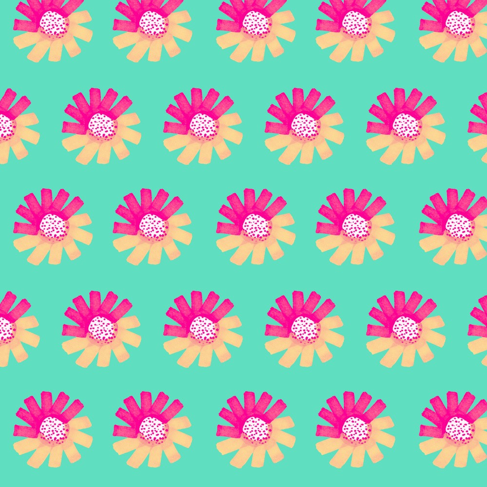 Pink On Mint Fancy Floral 2