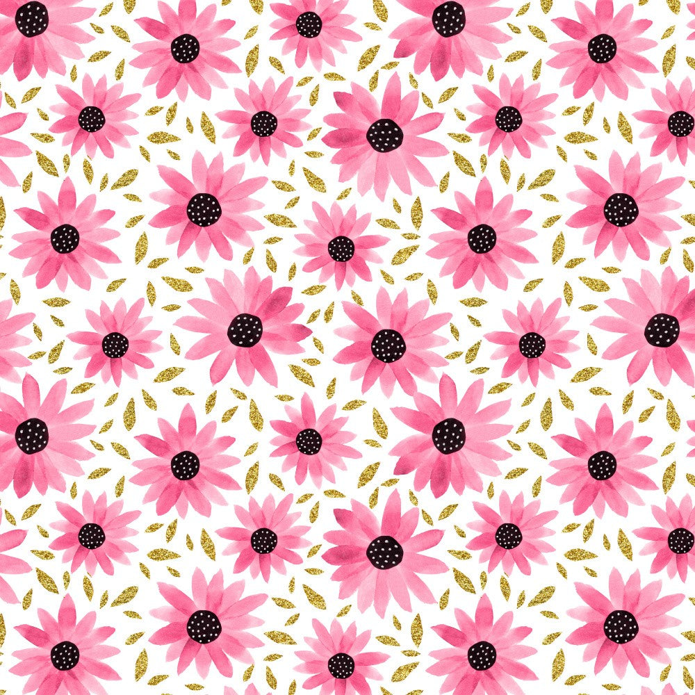 Pink Raspberry Gold Glitter Floral Polka Dot Center Pattern Copy