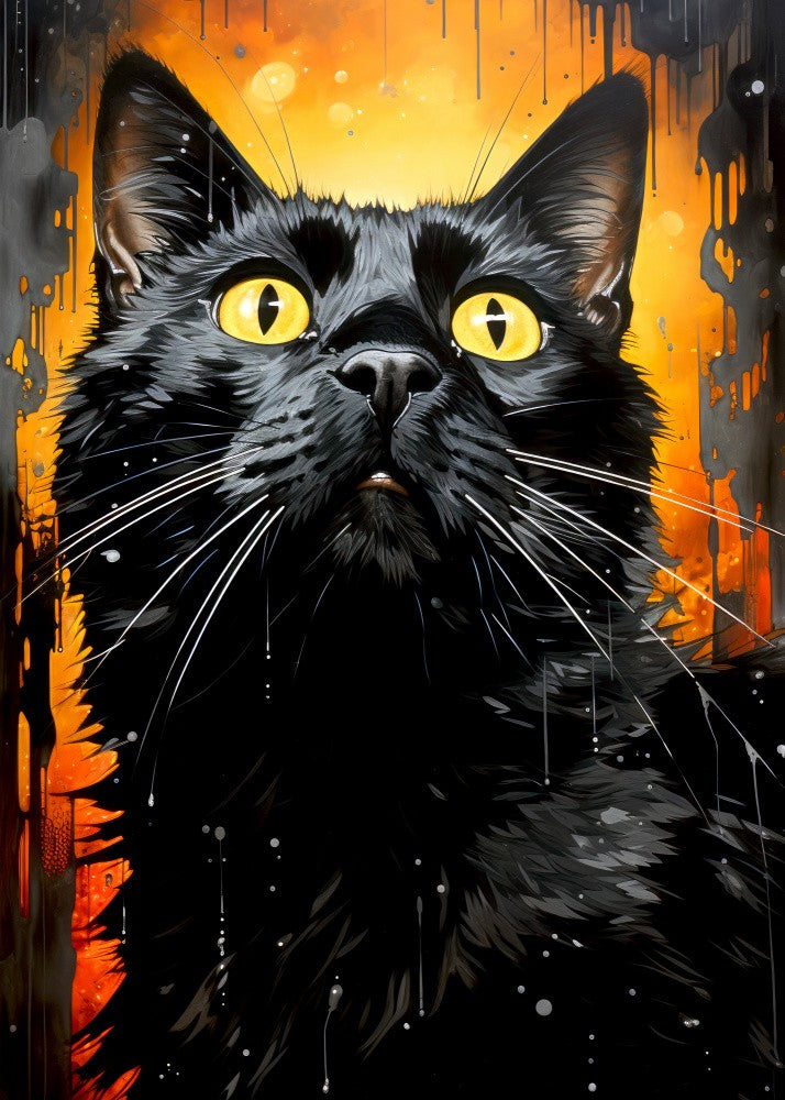 Black Cat  Adam Watercolor Animal Art