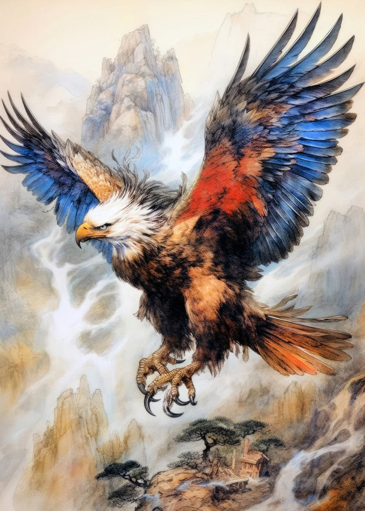 Eagle Bird Watercolor Animal Art