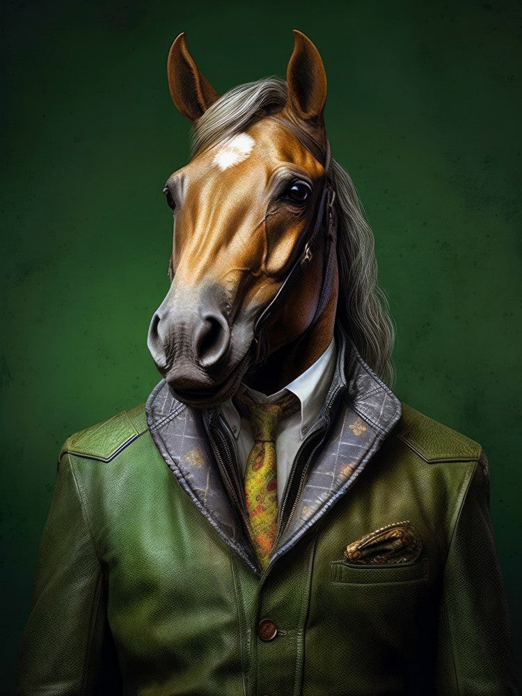 Elegant Green Horse Animal Art
