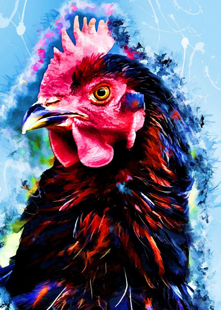 Animal Rooster Watercolor Animal Art