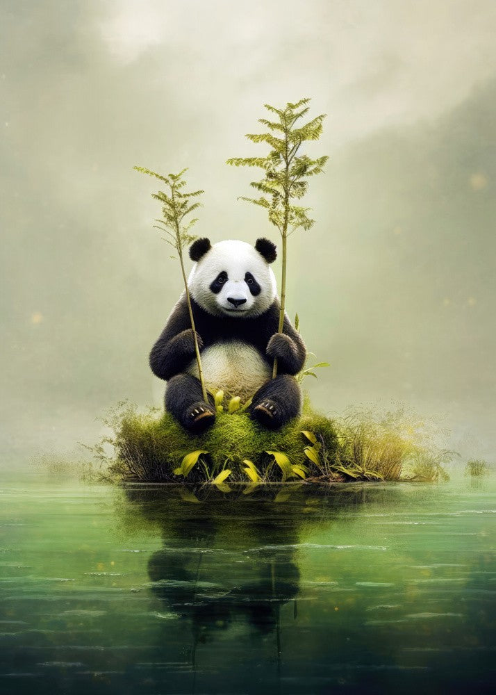 Lonely Panda Watercolor Animal Art