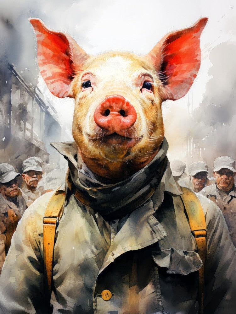 Pig 1984 Watercolor Animal Art