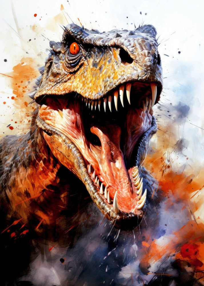 Utahraptor Dinosaur Watercolor Animal Art