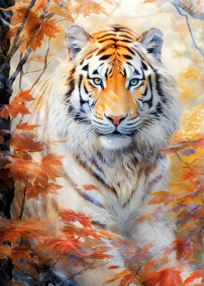 White Tiger Watercolor Animal Art