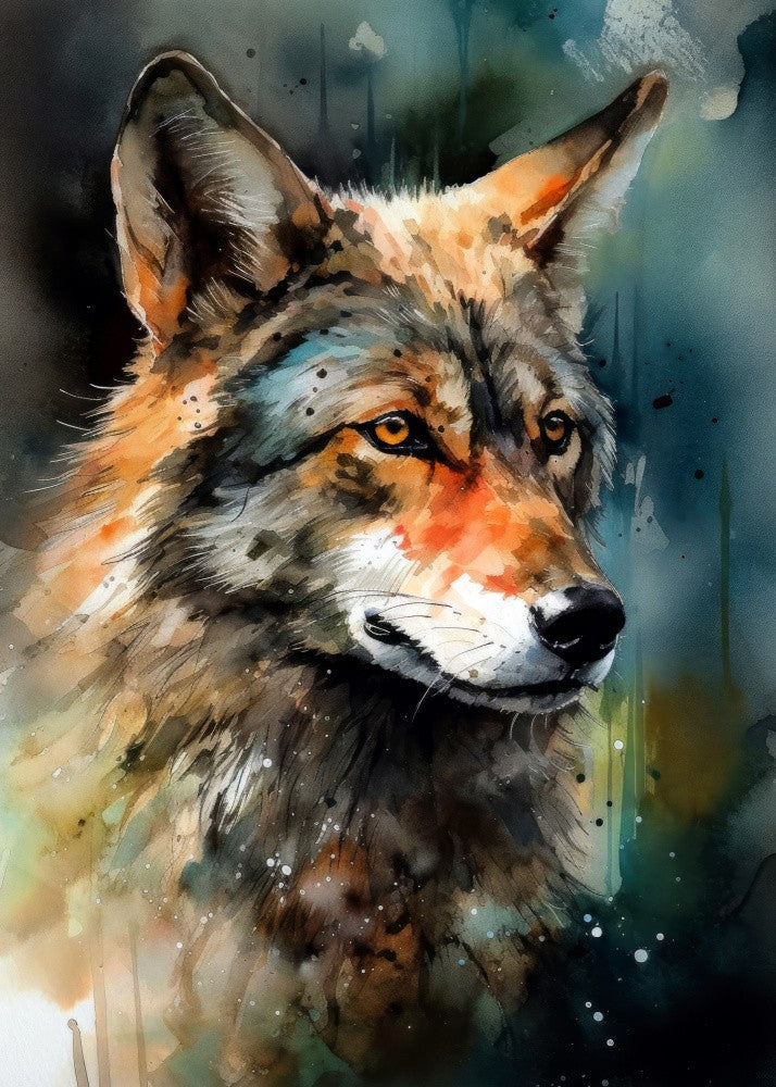 Wolf Watercolor Animal Art