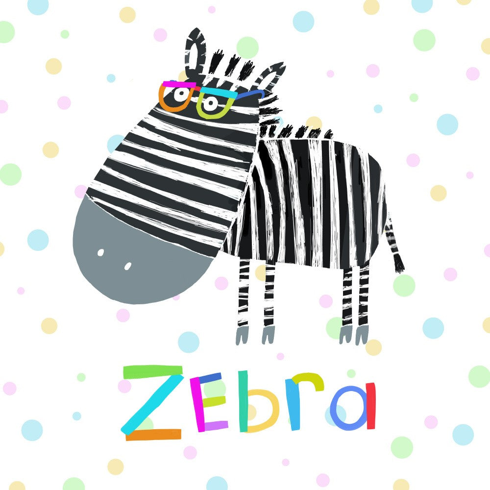 Funny Zebra Wearing Glasses by Illustrator Carla Daly