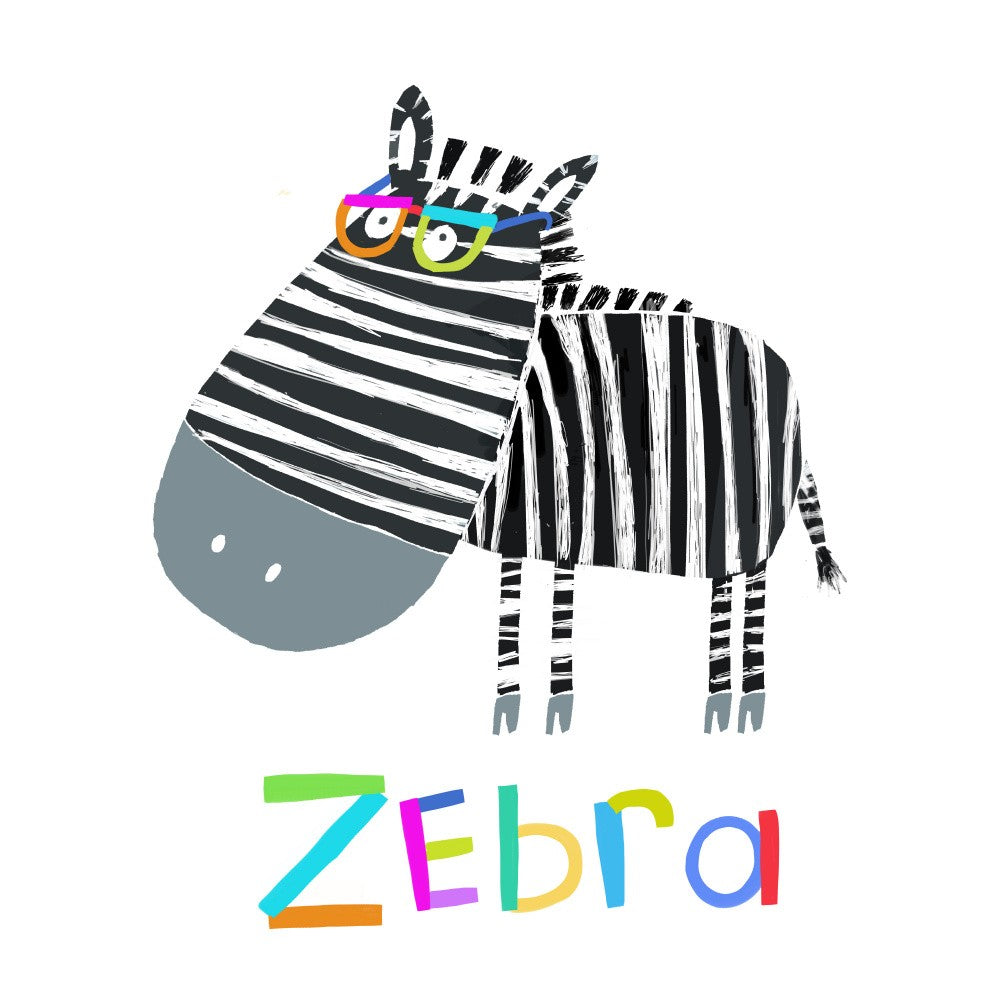 Lustiges Zebra mit Brille von Illustratorin Carla Daly