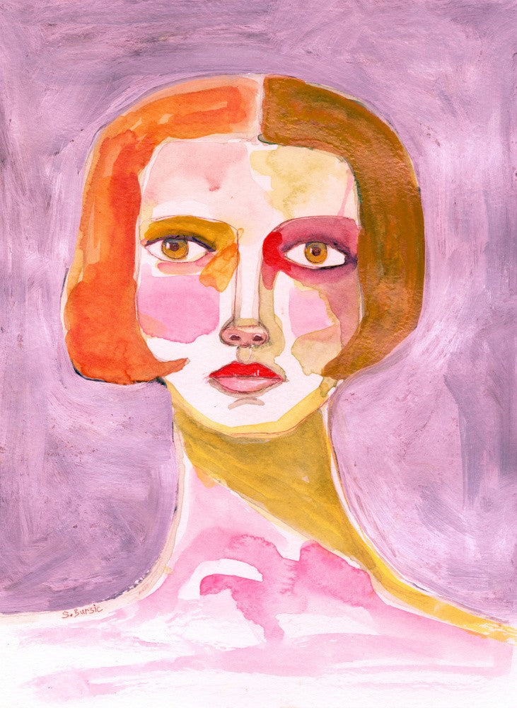 Lady with Bob haircut Mauve Lilac