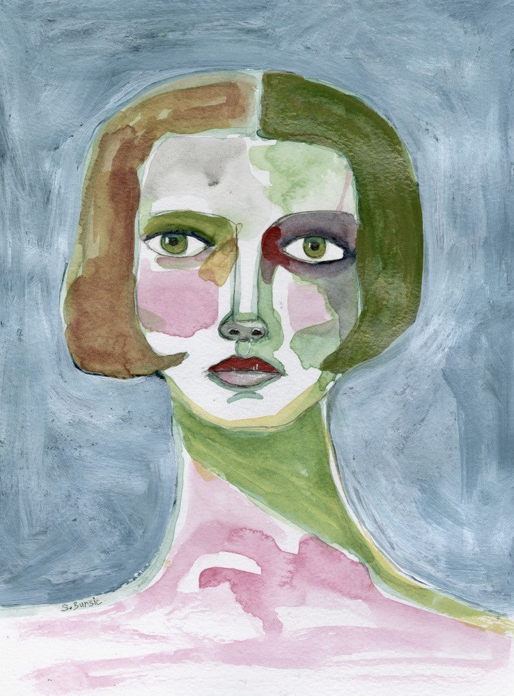 Lady with Bob haircut Grey Background