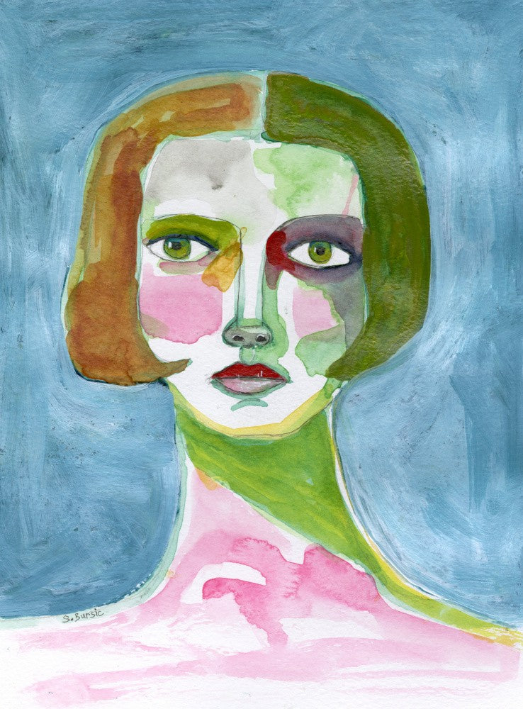 Lady with Bob haircut Blue
