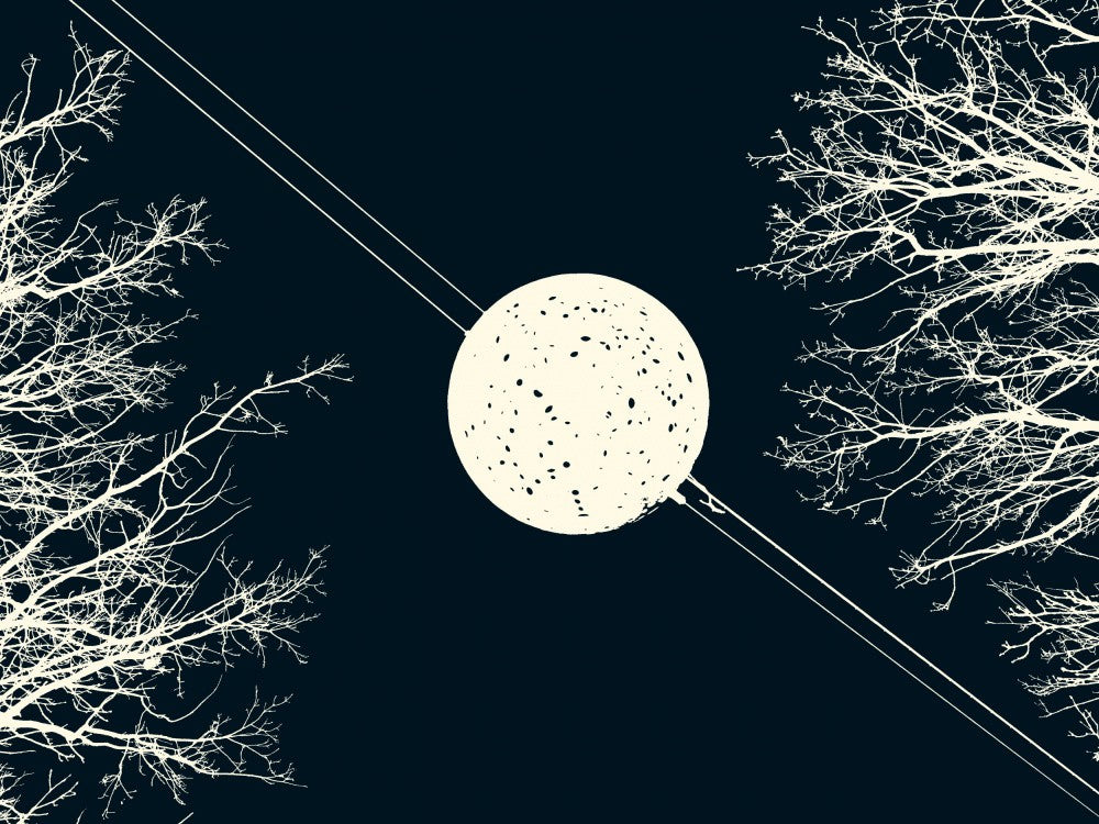 Lunar Scene with Silhouetted Trees