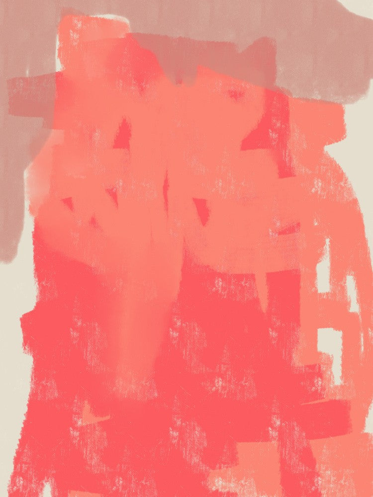 Abstrakte Malerei in Pastellfarben. Rosa und Orange.