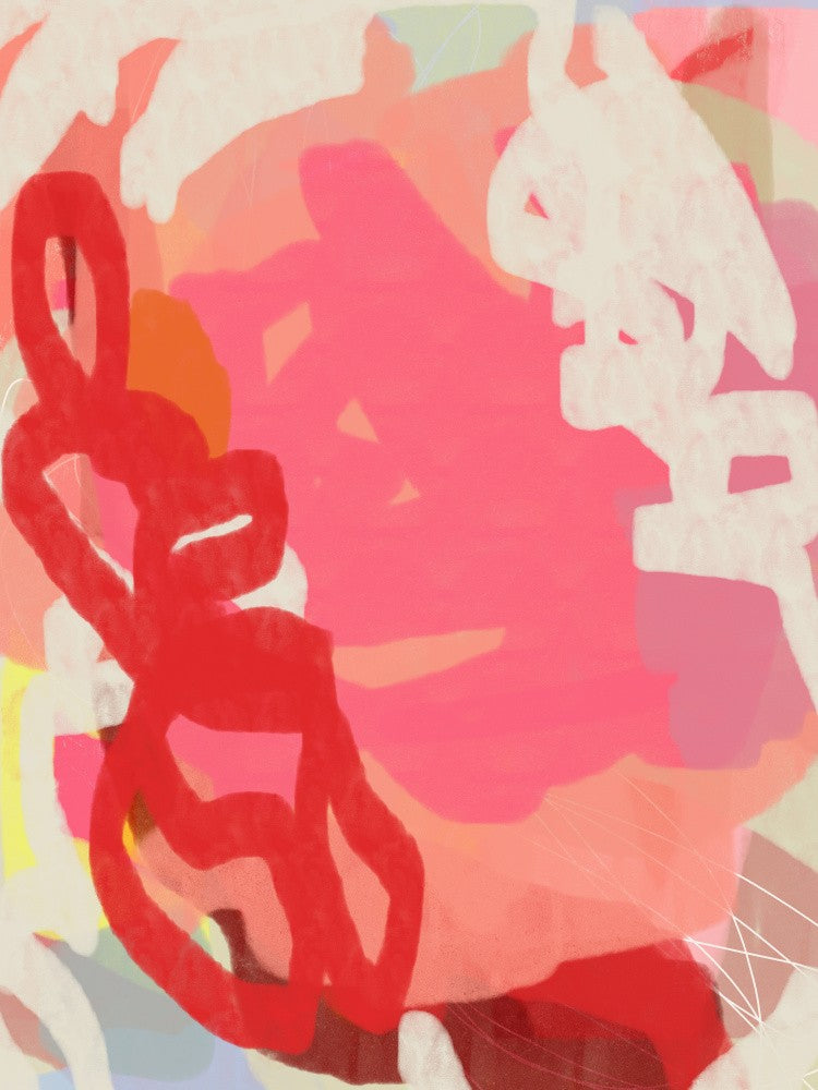 Red, pink and orange brush strokes.