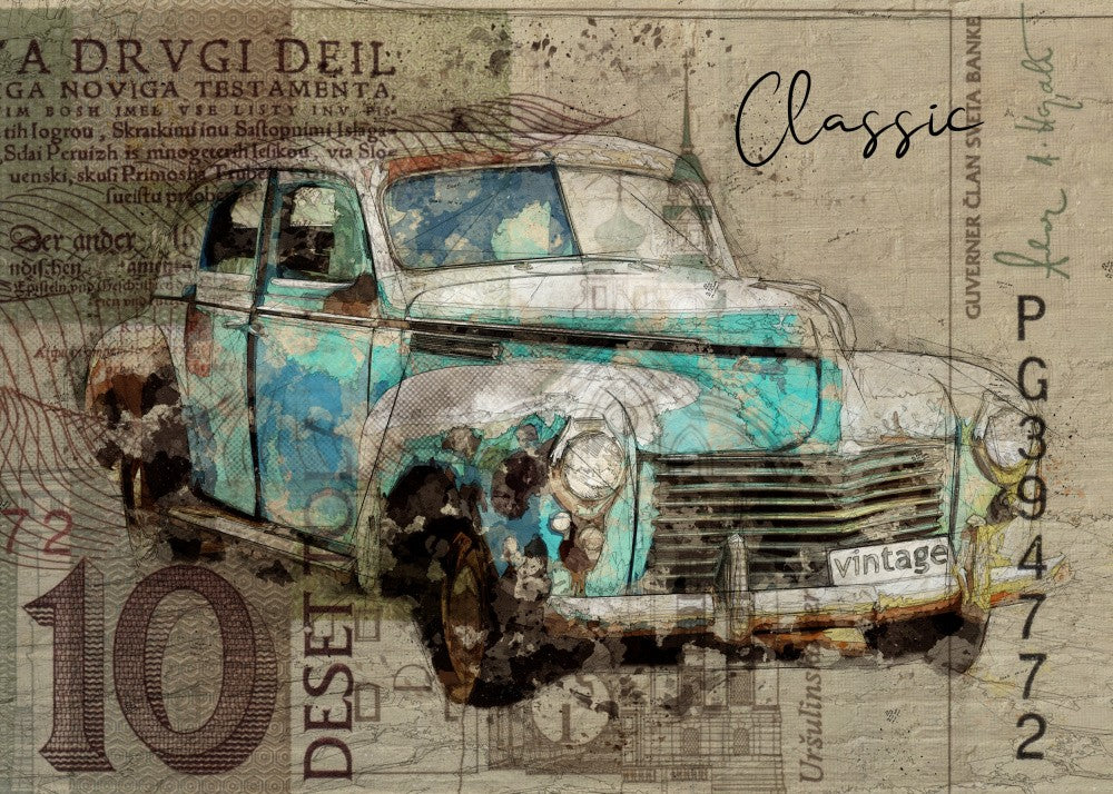 carte postale car retro