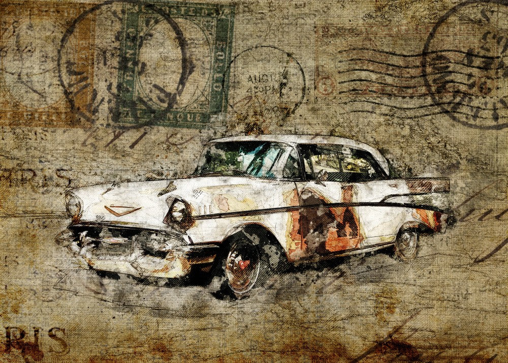 carte postal vintage vehicle