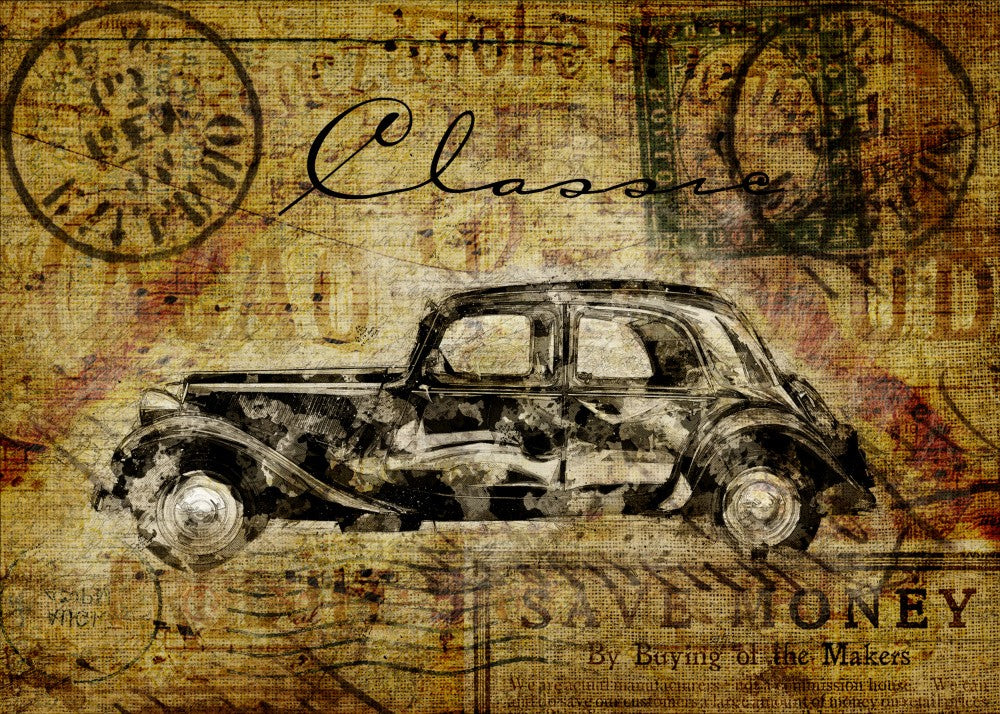 carte postal antique car