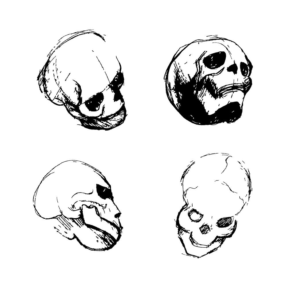 abstract skull drawings