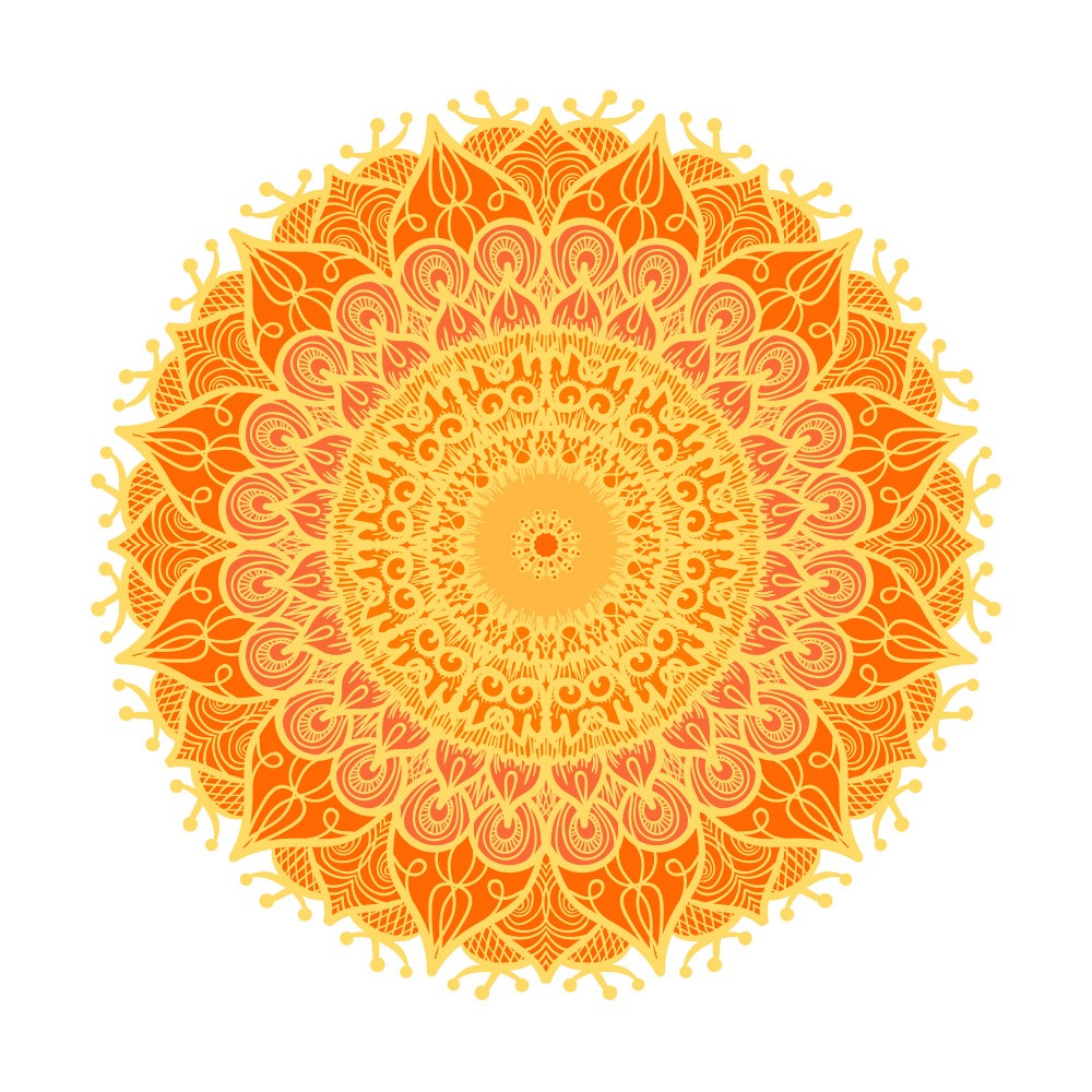 Golden Floral Mandala Line Art