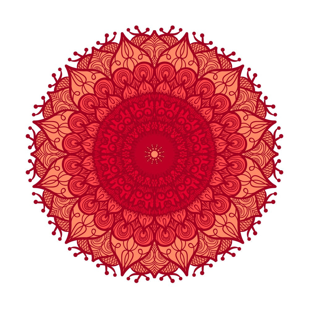 Crimson Floral Mandala Line Art