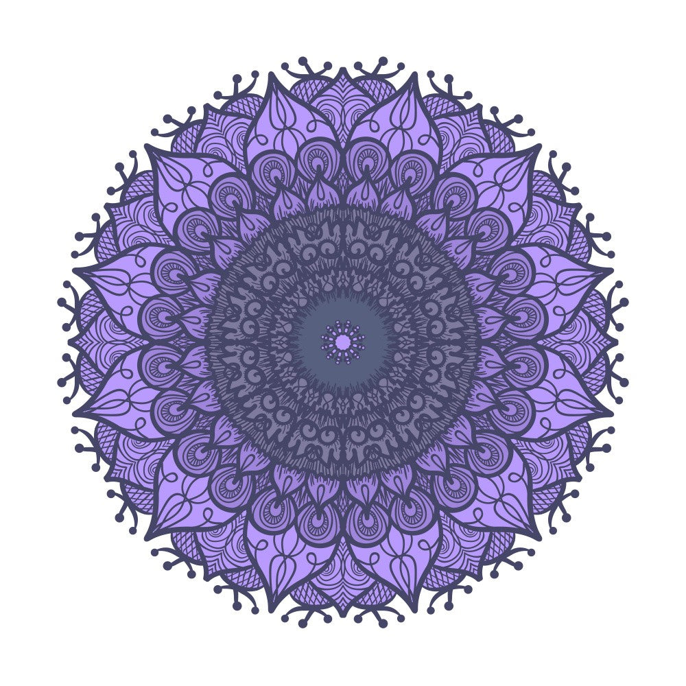 Purple Floral Mandala Line Art