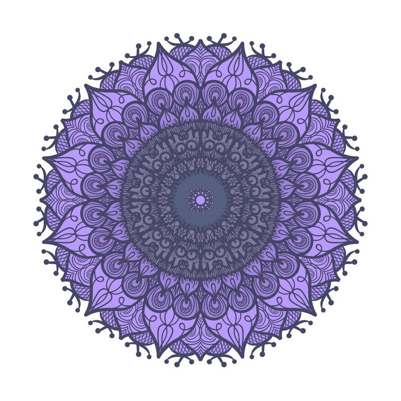 Purple Floral Mandala Line Art