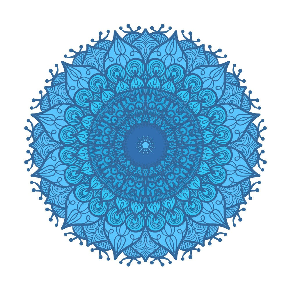 Blue Floral Mandala Line Art